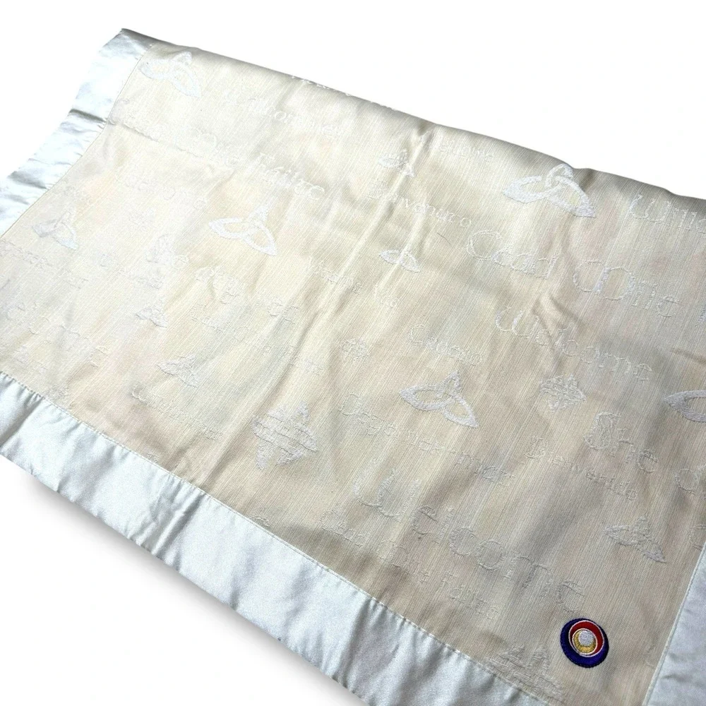 Vintage Baby Blanket‎ Satin Trim Alphabet Letters Celtic Nursery Theme Ireland